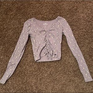 Hollister Floral Lavender Shirt. Size Small